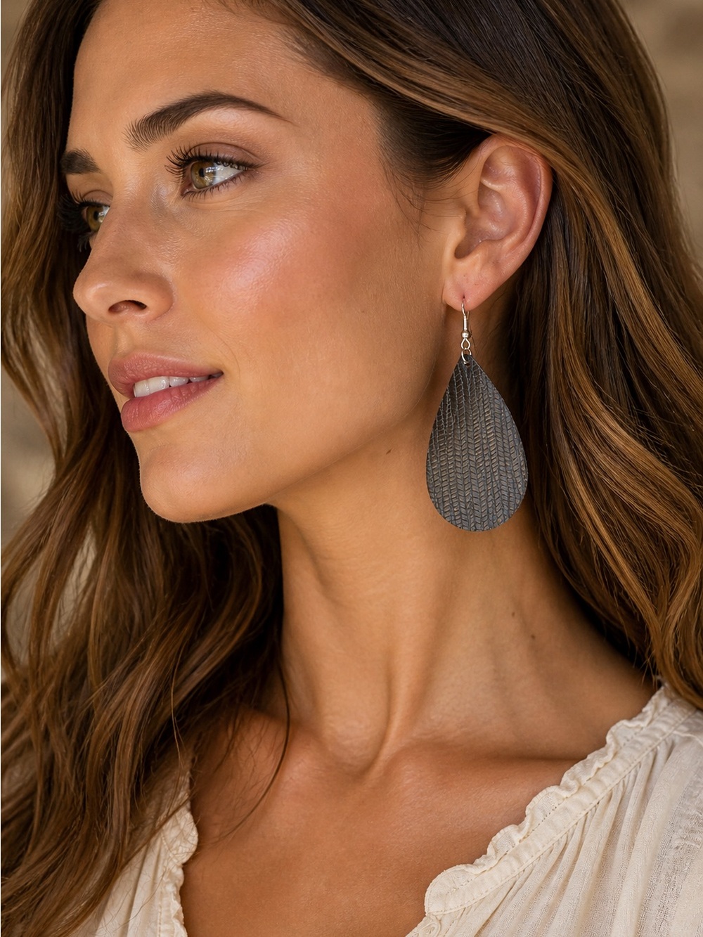 ✨ Black Leather Teardrop Statement Earrings ✨
